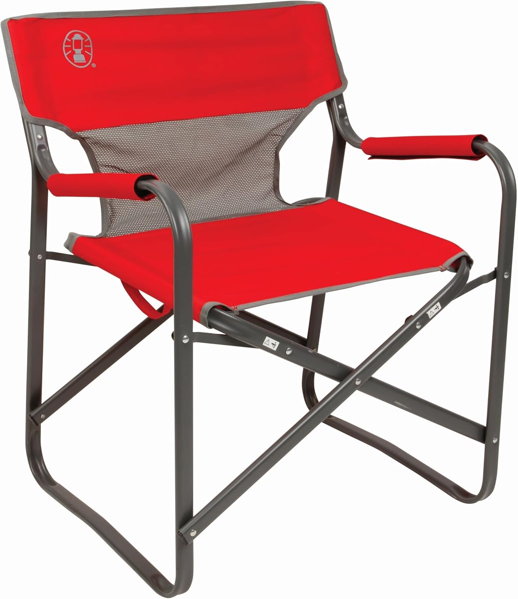 Outpost Breeze Folding Camping Chair with Cooling Mesh Back, Portable Outdoor Chair Supports up to 300lbs