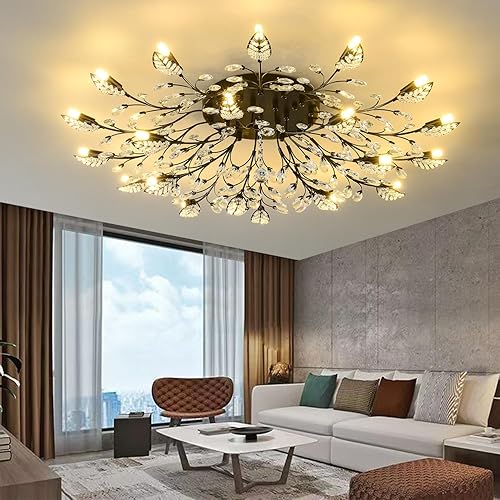 Miniatura 9 de Modernas lámparas de techo semiempotradas con hojas de cristal negras, iluminación para dormitorio, sala de estar, comedor, cocina, pasillo,