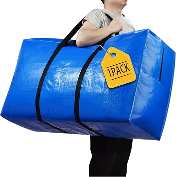 Extra Large Storage Bags, 57 Gallon XXL Jumbo Large Moving Bags Heavy Duty | 1 PACK Clothes Storage Totes Bins Moving Boxes Supplies, Foldable Travel Duffle Bag, Christmas Tree Bag,42x23x13.5 inch