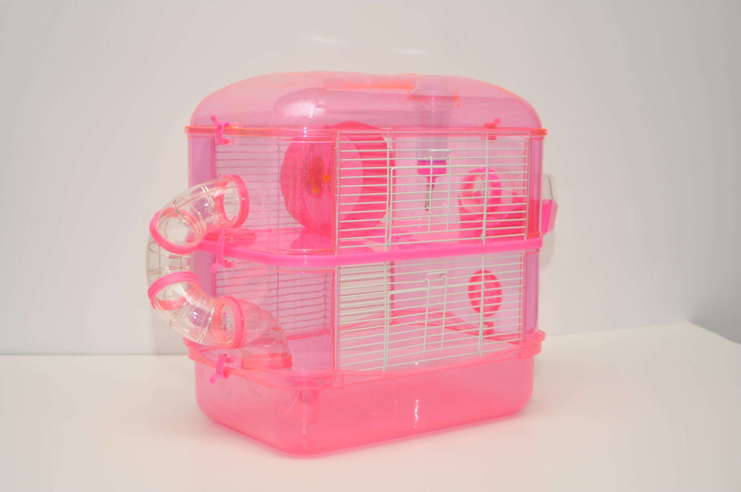 Fantazia 2 Large Pink Glitter Hamster Small Animal Cage With Free Hamster Ball