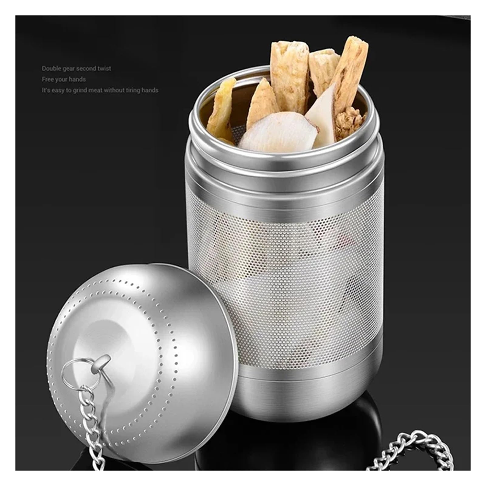 Edelstahl Teesieb 1/2Pcs Gewürz Sieb Ball Edelstahl Tee-ei Blätter Spice Teekanne Feine Mesh Teegeschirr Küche(Style 03)
