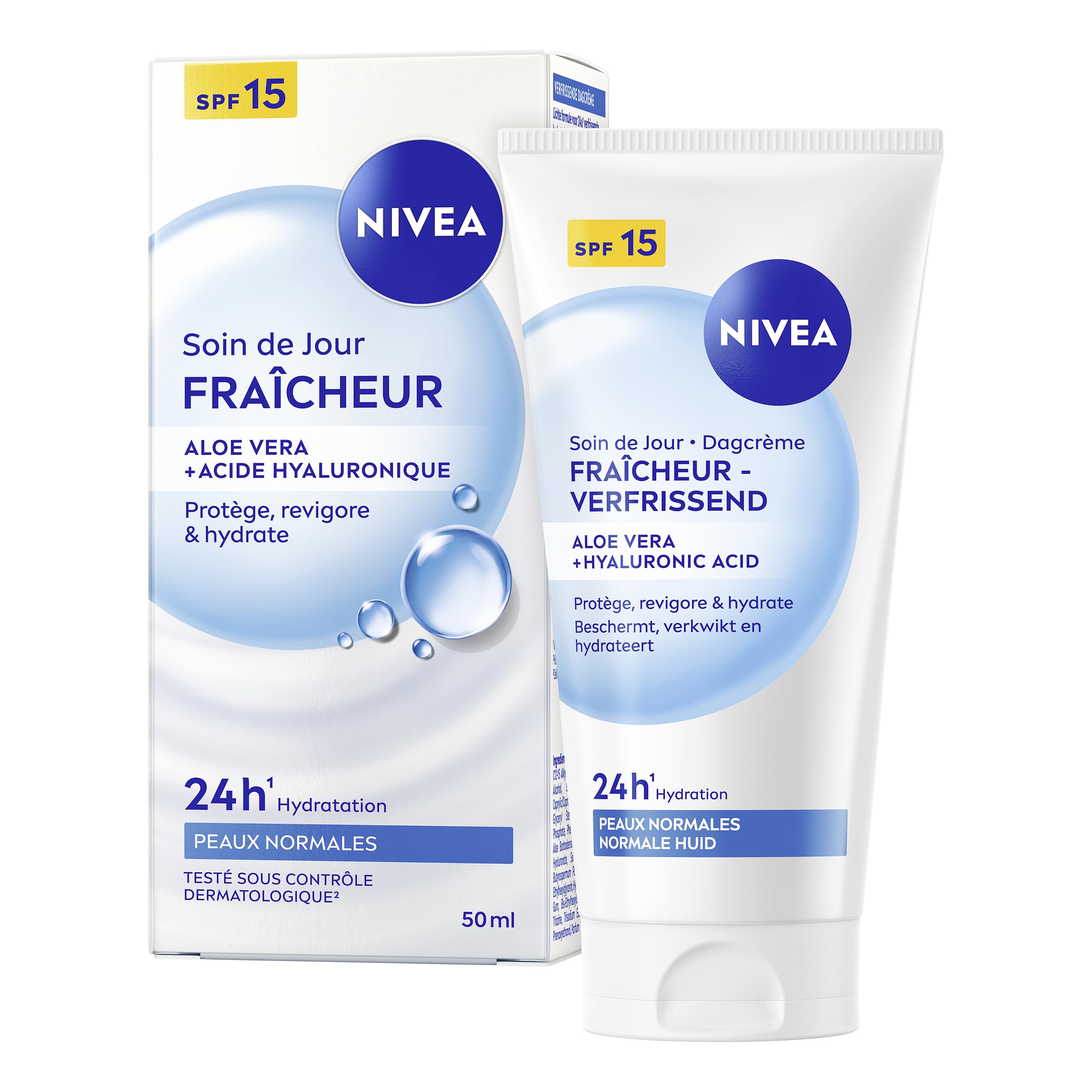 NIVEA - Frische Tagespflege – Gesichtscreme LSF 15 – intensive Feuchtigkeit 24 Stunden – Aufpolstert & erfrischt – Vitamin E & Lotusextrakt – leichte Textur…