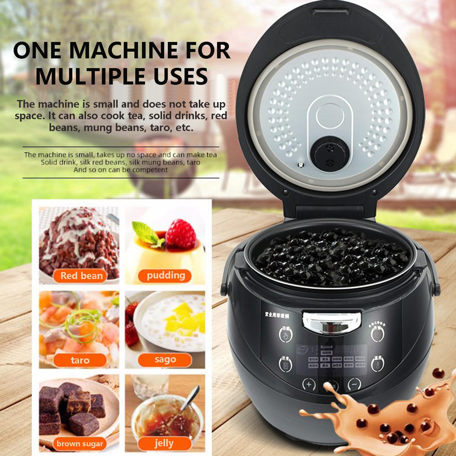 Pentola elettrica automatica della perla del fornello della tapioca con il pannello di controllo intelligente & il riscaldamento di circolazione per i negozi di dessert