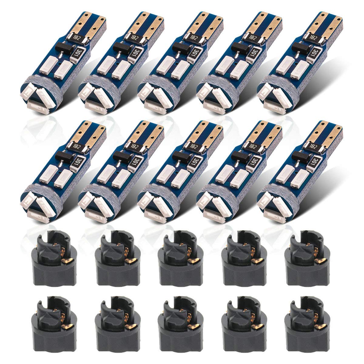 DODOFUNHigh Bright Deep Blue T5 37 74 PC74 PC37 LED Bulb with Twist Lock Socket for Dashboard Instrument Panel Gauge Cluster Light and Map Vanity Mirror Glove Box Indicator Light