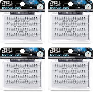 Ardell Short Black Individual False Eyelashes 4 Pack - Natural DIY Lash Clusters for Seamless Eyelash Extension Look