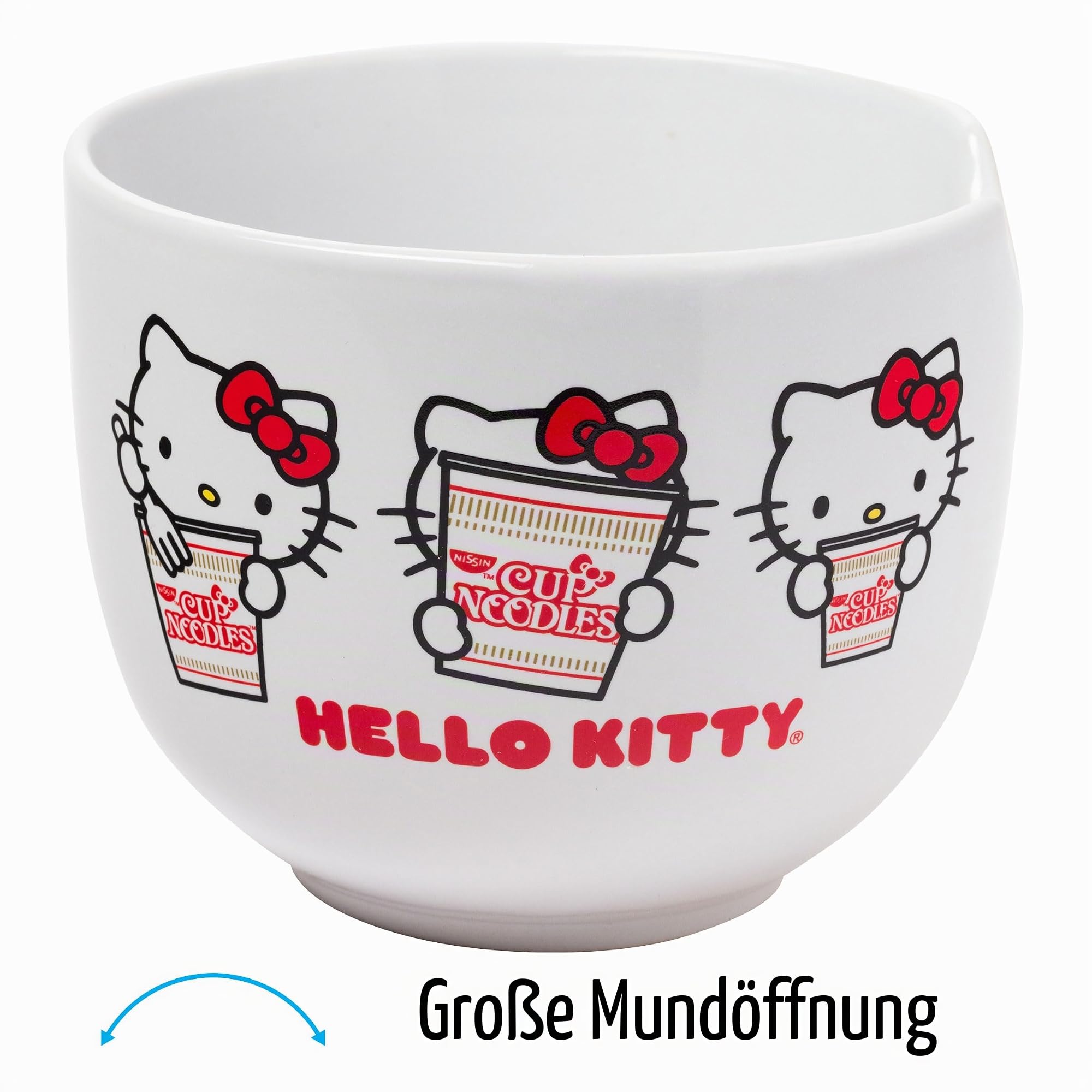 Silver Buffalo Hello Kitty Tasse Nudeln in Box, Keramik, Ramenschüssel mit Stäbchen, mehrfarbig, 590 ml, KTY510KD