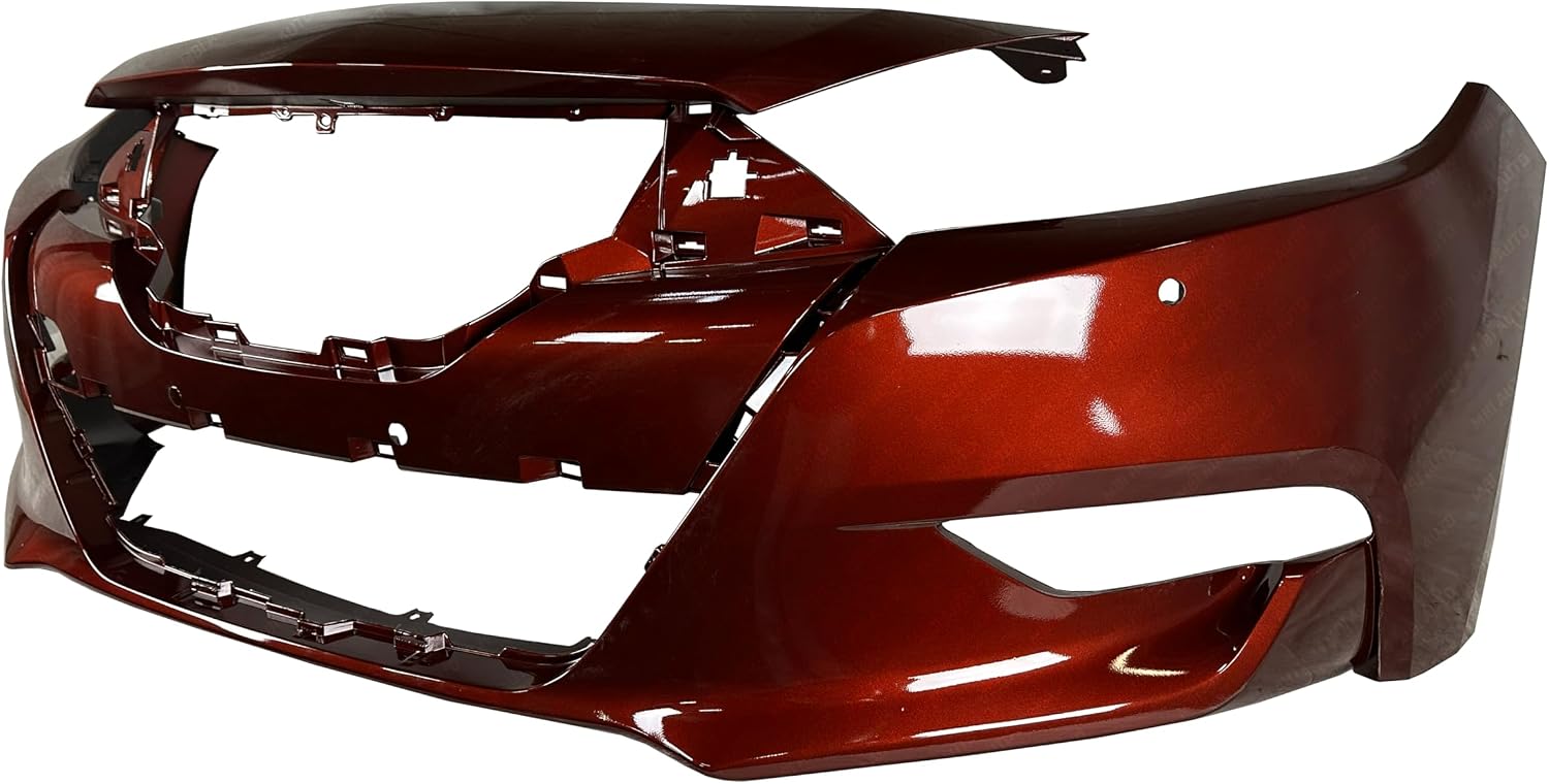 BUMPERS THAT DELIVER - Painted NAW Coulis Red, Front Bumper Cover Fascia Compatible with 2016 2017 2018 Nissan Maxima w/Park Assist 16 17 18, NI1000310