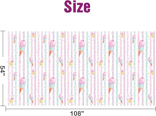 Miniatura 4 de WERNNSAI Mantel rectangular desechable de plástico para fiestas de helados y paletas de 54 x 108 pulgadas, suministros para fiestas temáticas de