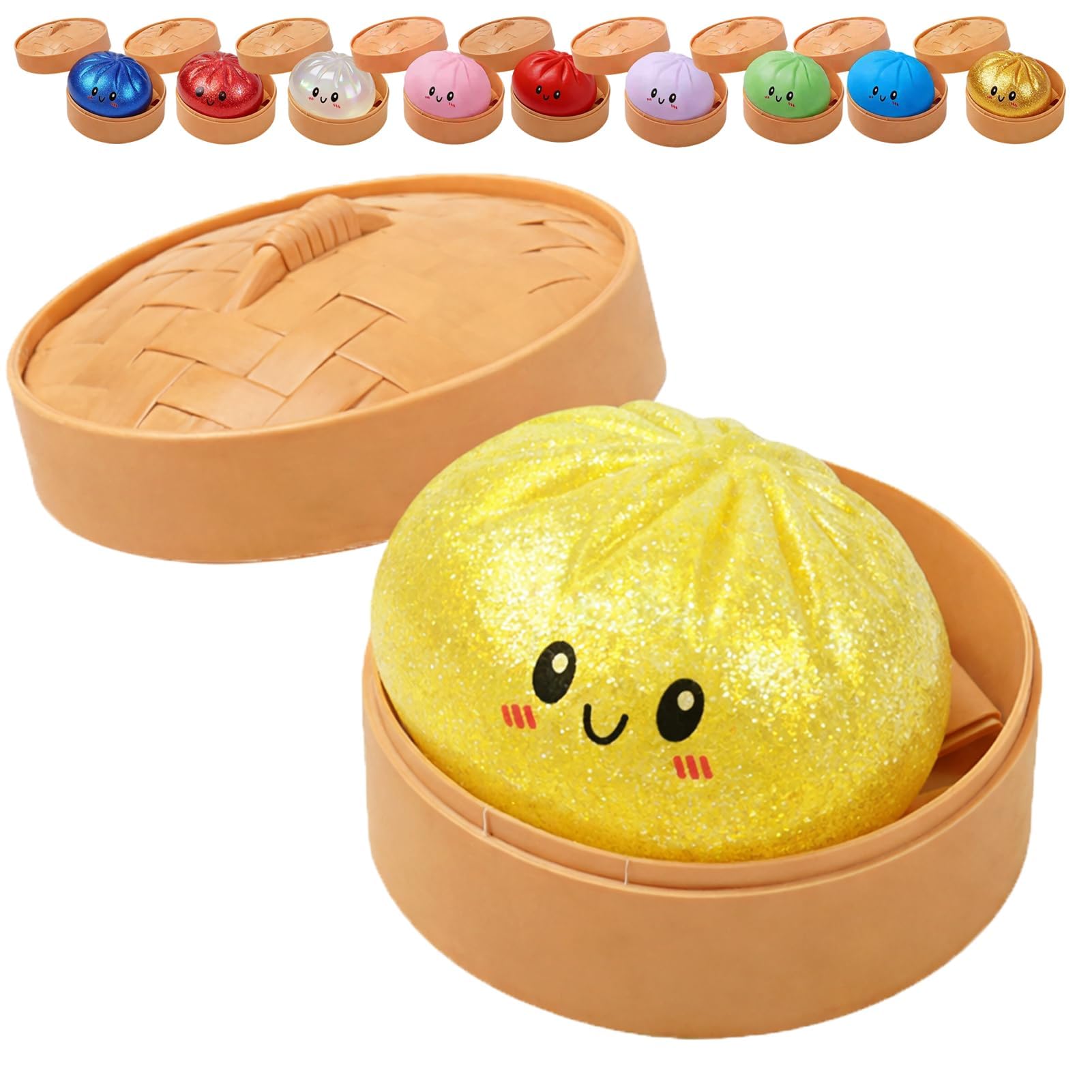 Glitter Dumpling Squishy, 2026 New Colorful Dumplings Squishies with Box, Soft Sensory Squeeze Toys for Adults Stress Relief (Colorful) — view 12
