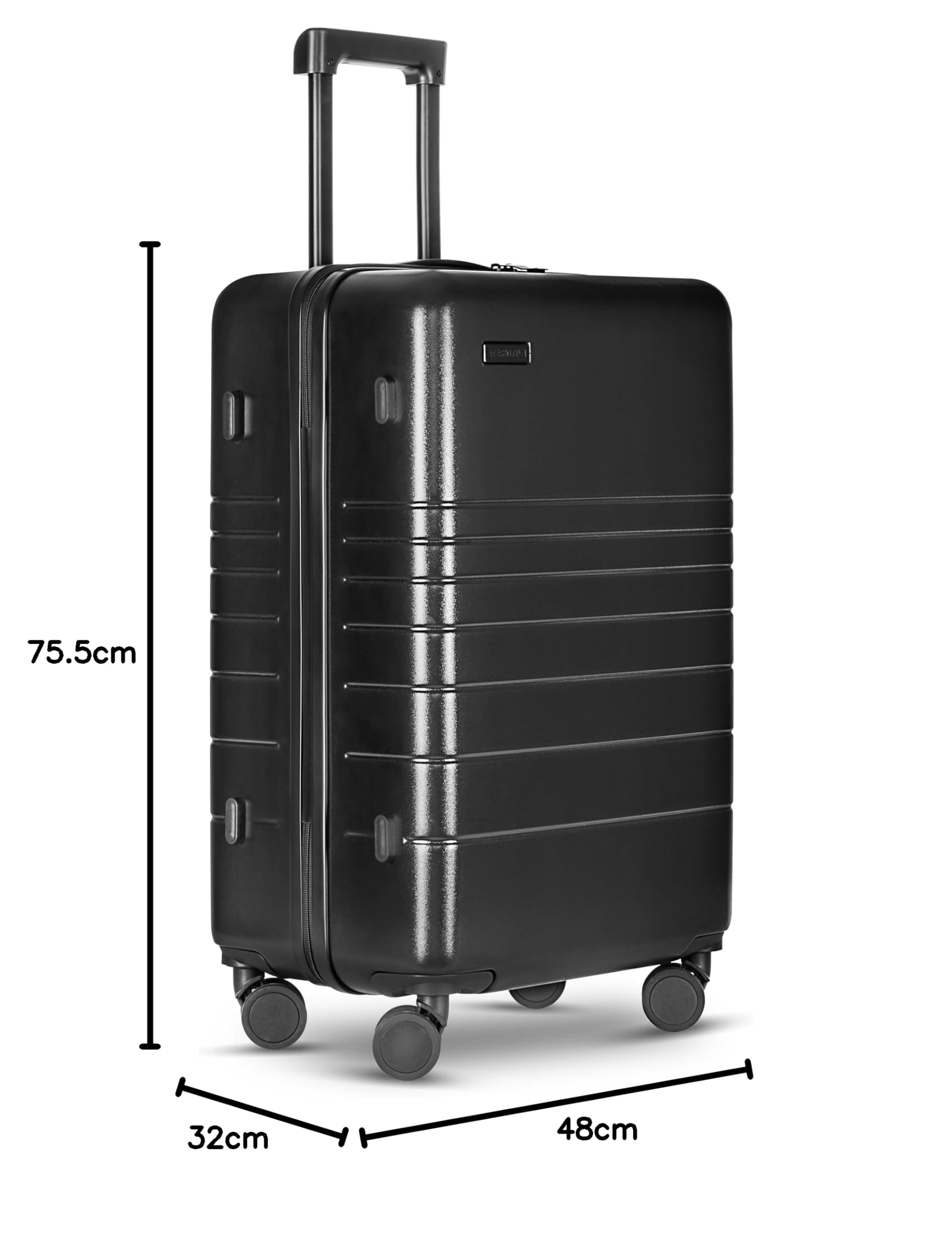 ETERNITIVE - Walizka Duża 96L I Rozmiar: 75,5 x 48 x 32 cm I Lekka Walizka z ABS I Bagaż Rejestrowany 20kg I Zamek TSA I Podwójne Koła 360° I Czarna