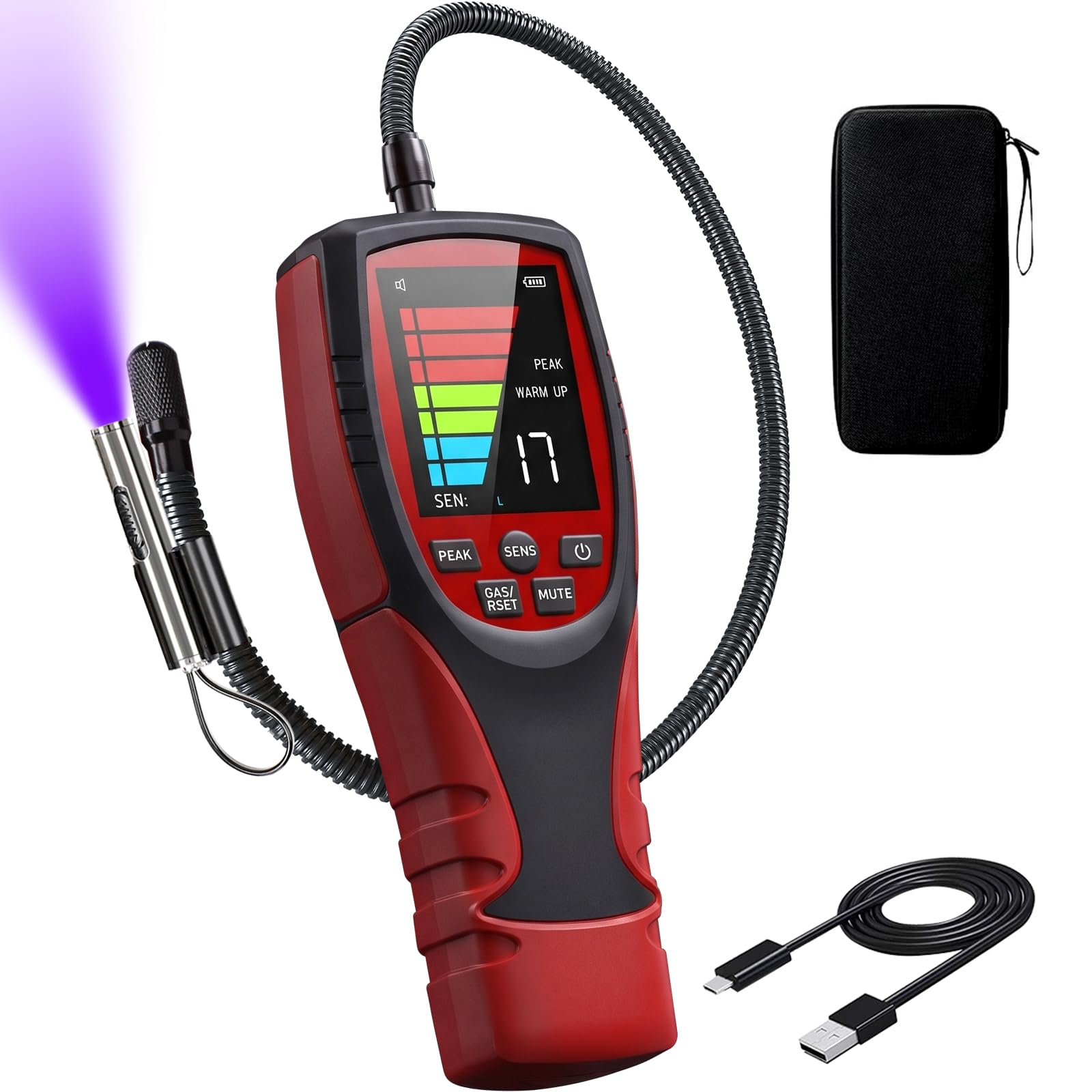 Detector de fugas de refrigerante, Simbow ALD-200PRO, detector de fugas de freón profesional 3 en 1 A2L con sensibilidad de 4 g/año, detector de fugas de diodo calentado para batería R32 R454B R290