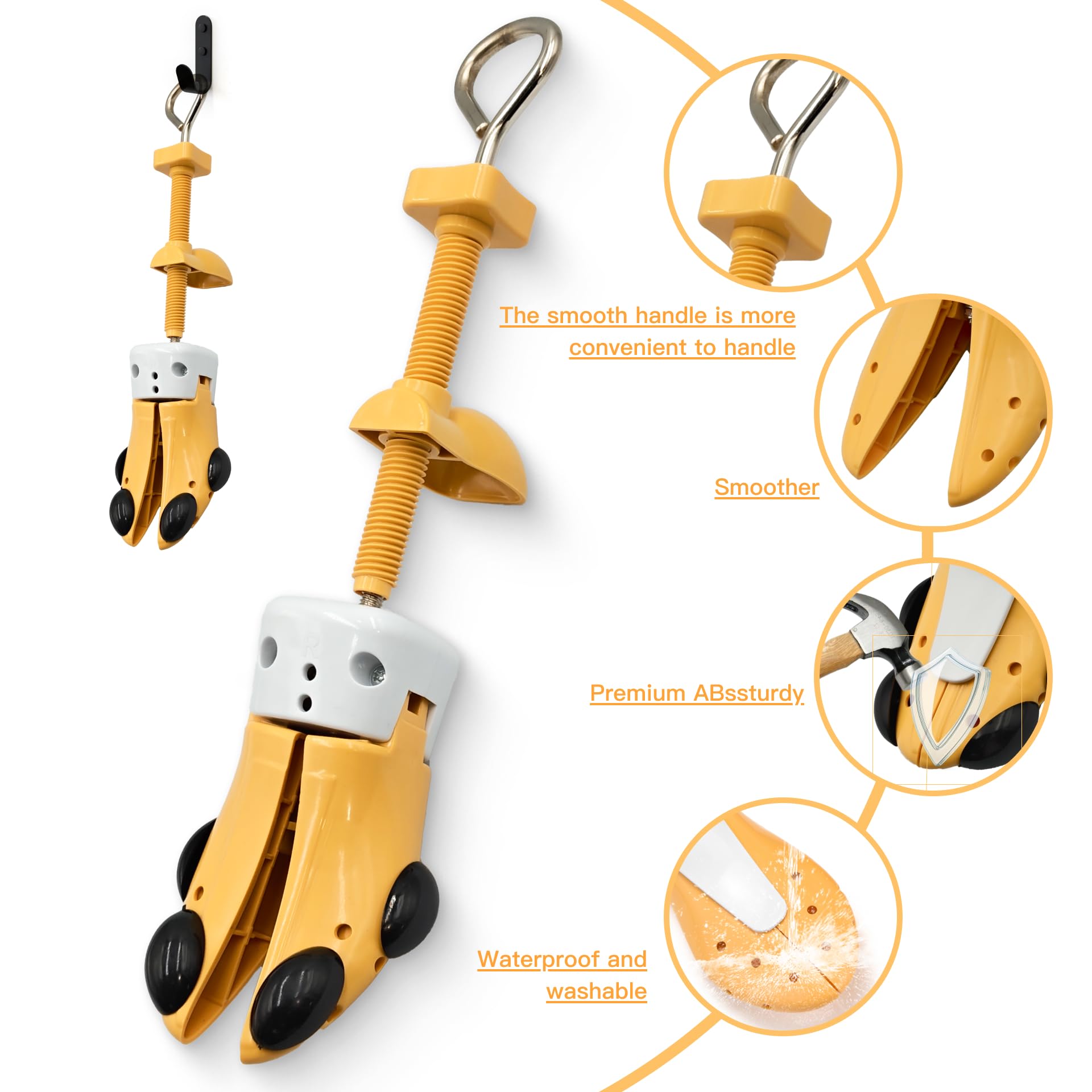JJDPARTS Estirador de zapatos para mujeres y hombres, par de expansores de zapatos de 4 vías, longitud y ancho ajustables