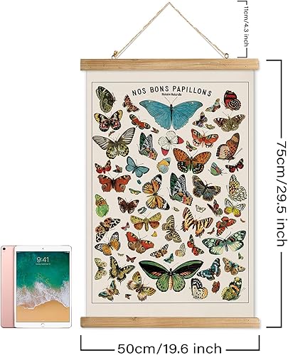 Miniatura 55 de XIAOAIKA Póster de botánica vintage con marco de madera, tabla de plantas venenosas antiguas, arte educativo botánico con especies peligrosas, 1