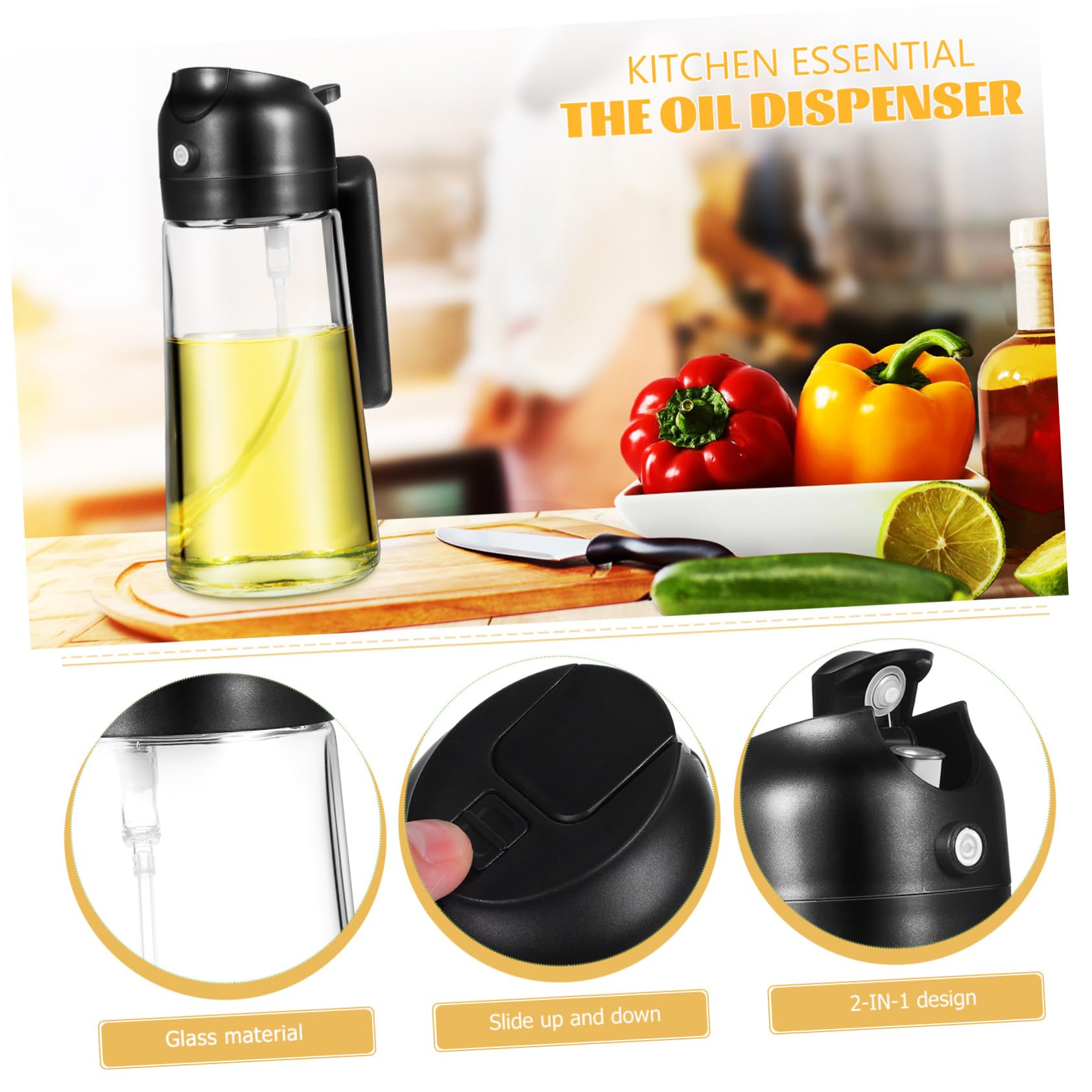 4pièces Bouteille Distributrice Huile Avec Pulvérisateur Pour Huile Olive Contenant Pratique Pour Cuisine Et Pique-