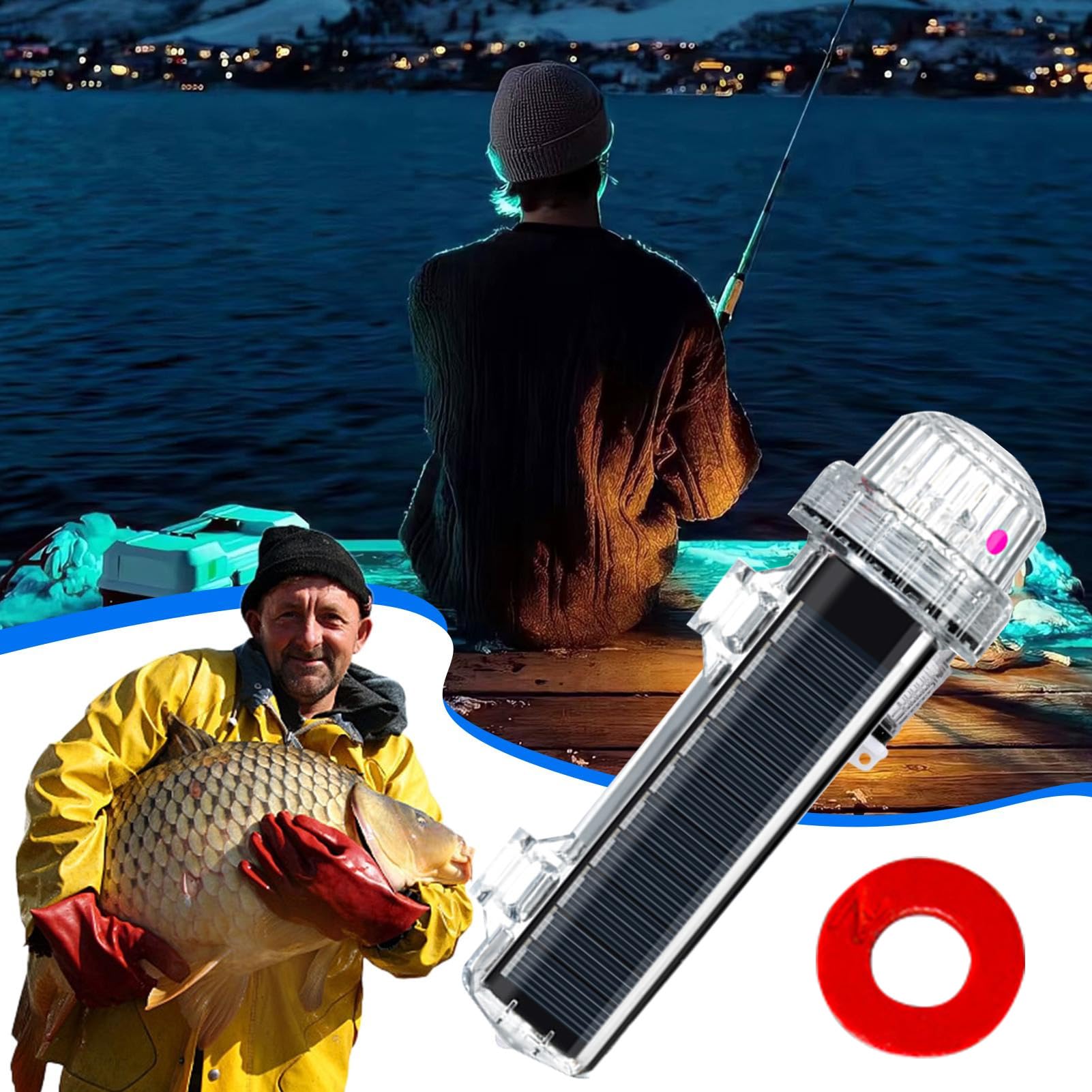 Luce di segnalazione marina, luce alimentata a energia solare, luce per la pesca notturna, luce di segnalazione impermeabile Lampada di controllo luce intelligente Luce marina solare Lampada di