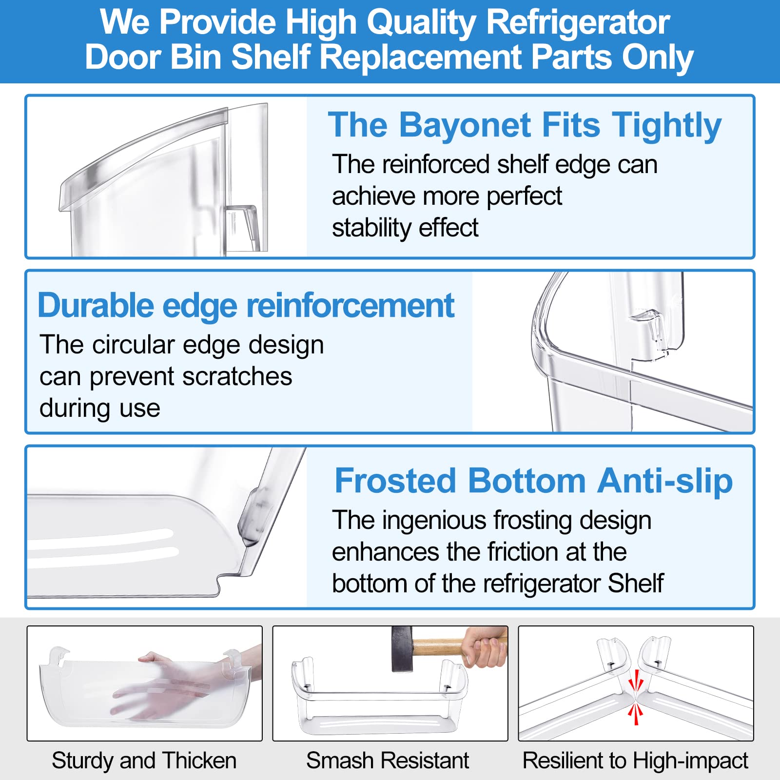 Paquete de 2 estantes mejorados para puerta de refrigerador (estante lateral), piezas de repuesto para Electrolux Frigidaire AP6278233 PS12364199 4547407