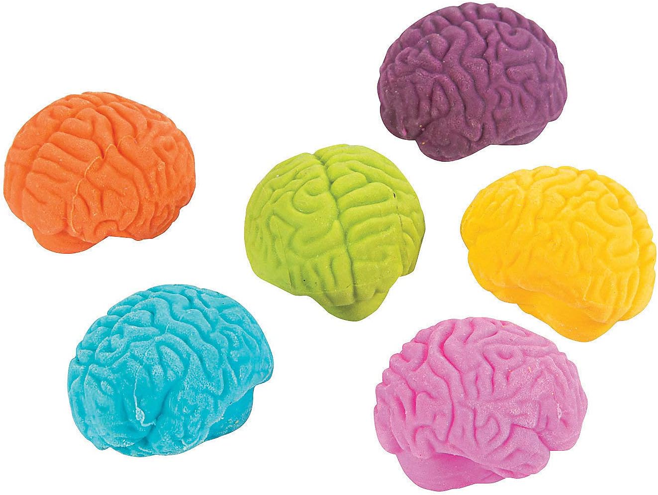 Fun Express Brain Shaped Erasers (Set of 24) Halloween, Classroom Giveaways and Party Supplies