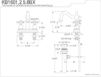 Vista 4 de Kingston Brass KB1602BX Heritage - Grifo de lavabo central de 4 pulgadas con mango cruzado de metal, latón pulido