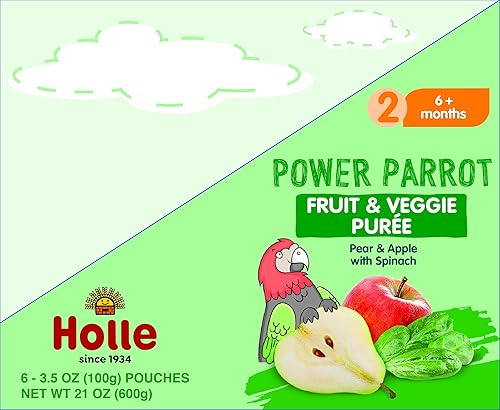 Miniatura 37 de Holle Bolsas orgánicas de comida para bebés, puré de plátano y llama para bebés con plátano, manzana, mango y albaricoque, (paquete de 6) bocadillos