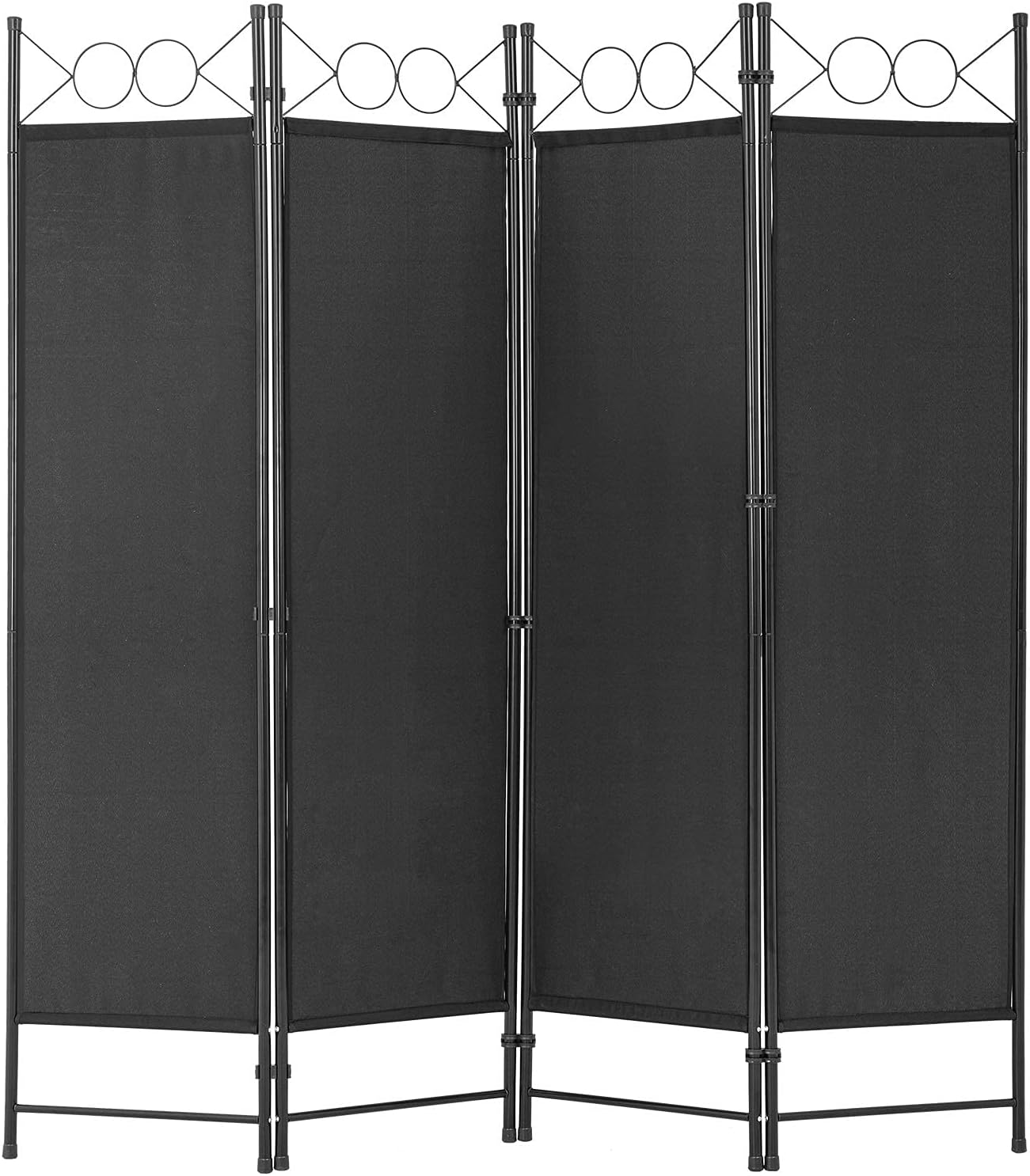 4 Panel Room Divider 6FT Steel Frame Screen Folding Privacy Divider Freestanding Partition for Home Office Bedroom (Black)