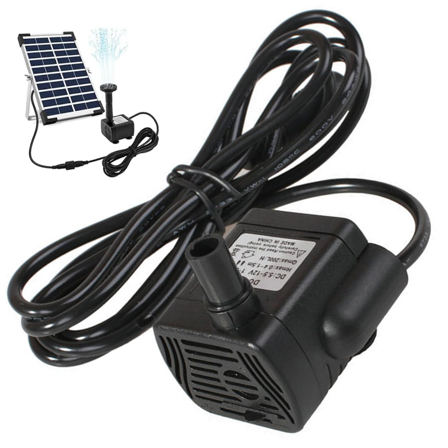 Solar Water Pumps, DC 22V-24V 3W Mini Solar Fountain Pumps, 300L/H Quiet Waterproof Water Feature, 4.9ft Spraying Distance for Aquarium, No Panel