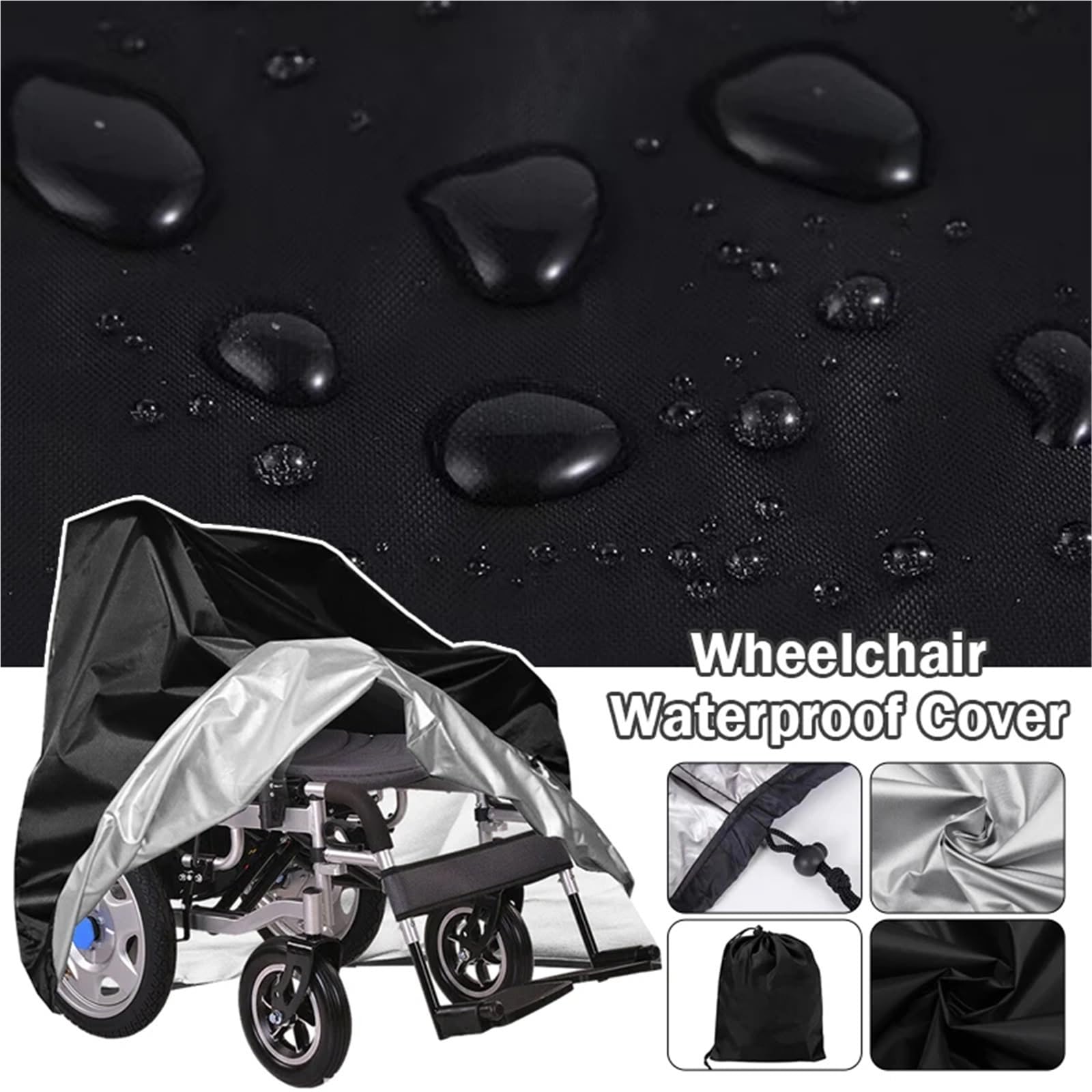 Funda para silla de ruedas, de nailon, impermeable, a prueba de polvo, protector de exterior para scooter y silla de movilidad (3,100 x 75 x 100 cm)