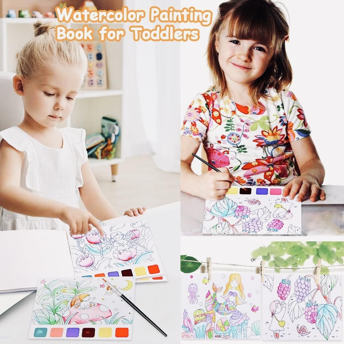 Pintura Con Agua Para Niños – Libro Acuarela 20 Páginas Océano, Con Pincel Rellenable, Regalo Creativo 8+ Años