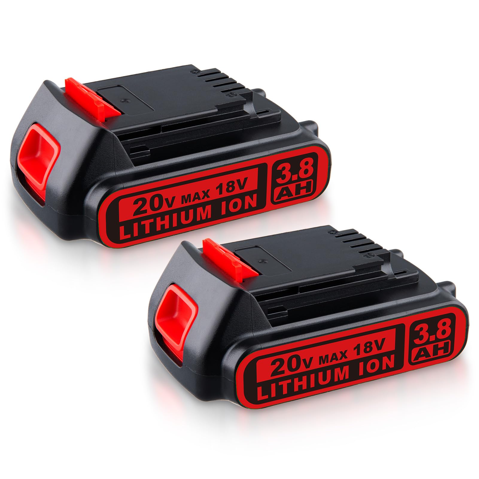 2 Pack 18V 3.8Ah Replacement Battery for Black+Decker LBXR20 Cordless Strimmer Hedge Trimmer Drill, Compatible with BL2018 LB20 LBX20 GTC1850L20 STC1820 LST201 BDCDMT120