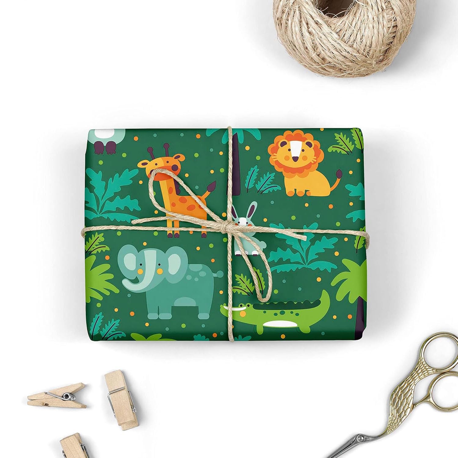 Rouleau papier cadeau enfants jungle 62 cm x 80 m, résistant, anniversaires – FP Fiesta Paper