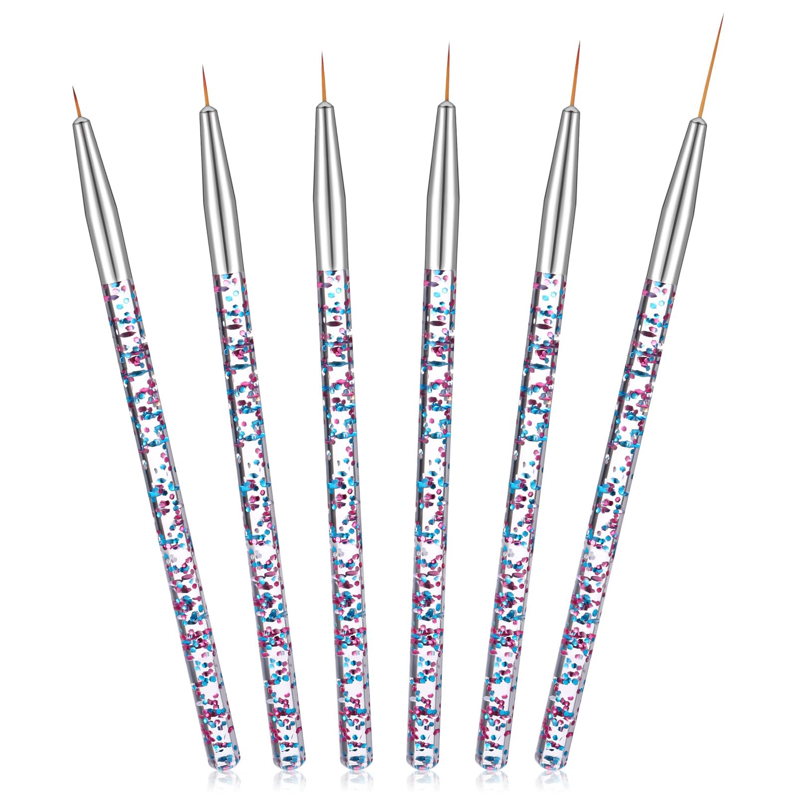 6 pinceles delineadores de ojos de punta fina, estilo brillante, pincel delineador de ojos activado por agua, 6 tamaños, pinceles de delineador de ojos fino para ojos, maquillaje, pintura corporal,