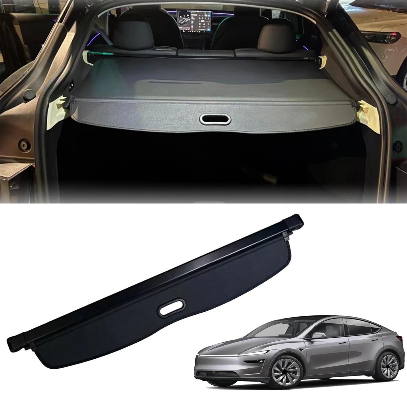 ESPYN Pantalla Retráctil para Maletero Cubierta De Carga Retráctil para Maletero Coche, para Tesla para Model Y Juniper 2025 2026, Protección para Equipaje, 1 Juego