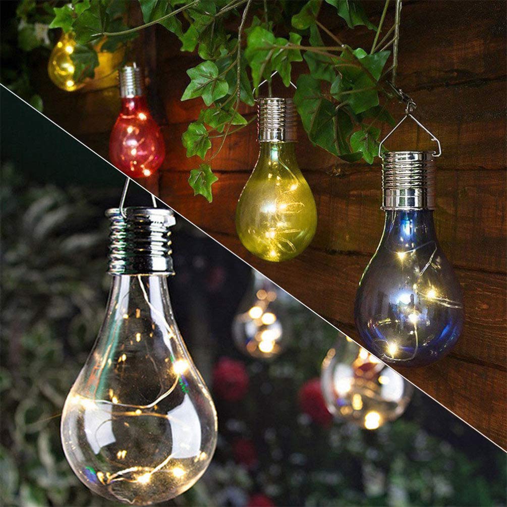 Abaodam Lot de 5 Ampoules solaires LED d'extérieur étanches à Suspendre pour Jardin, Cour, Camping (lumière Blanche Chaude)