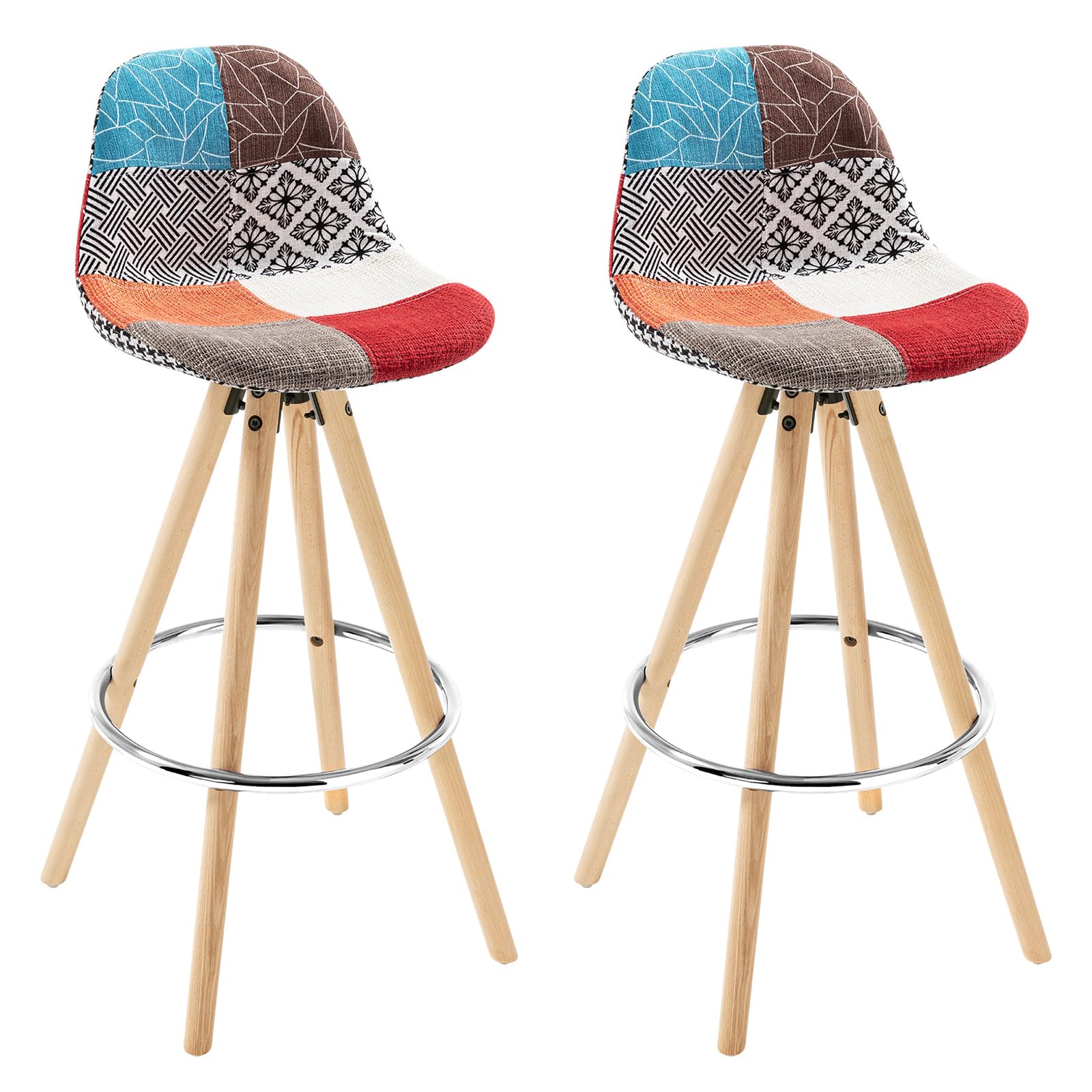 WOLTU® BH45-2 2 x Barhocker 2er Set Barstuhl aus Kunststoff Holzgestell mit Lehne + Fußstütze Design Stuhl Küchenstuhl optimal Komfort
