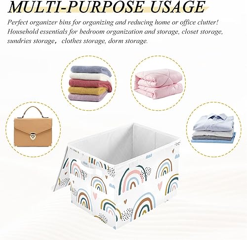 Miniatura 7 de xigua Contenedores de almacenamiento de dibujos animados arcoíris con tapas y asa de transporte, cajas de almacenamiento plegables, contenedores