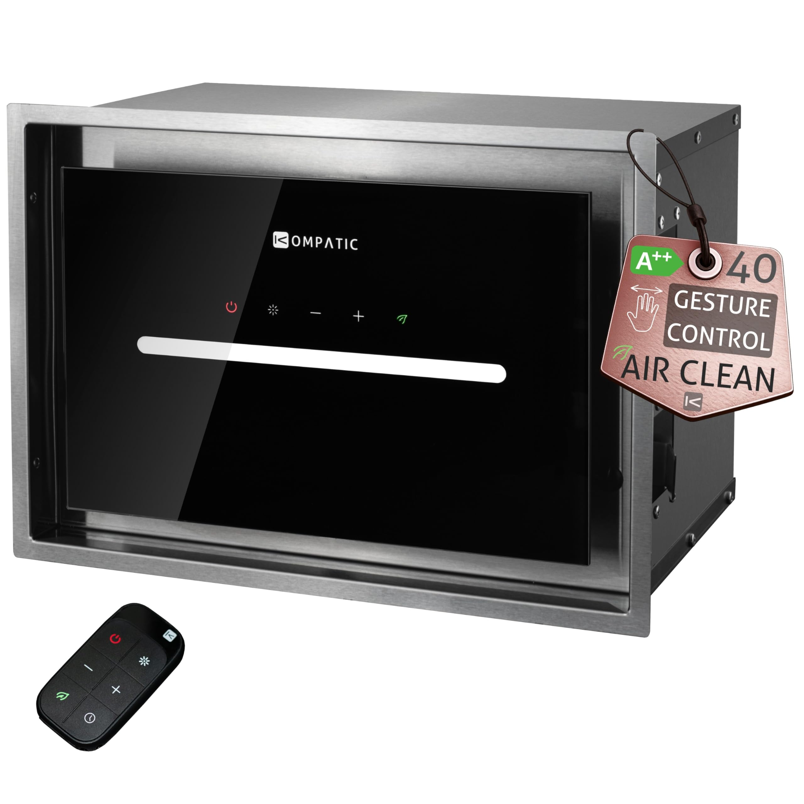 HANA 40 KPHN40BIS Cappa aspirante Incasso, A++, Controllo gestuale, Touch, Telecomando, Modalità purificazione aria, 450 m³/h, LED dimmerabile, Regolazione temperatura colore, 40 cm