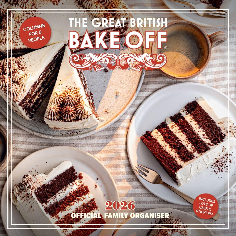2026 FAMILY ORGANISER THE GREAT BRITISH BAKE OFF 5 COLUMN MONTH TO VIEW SQUARE WALL CALENDAR OFFICIAL PRODUCT