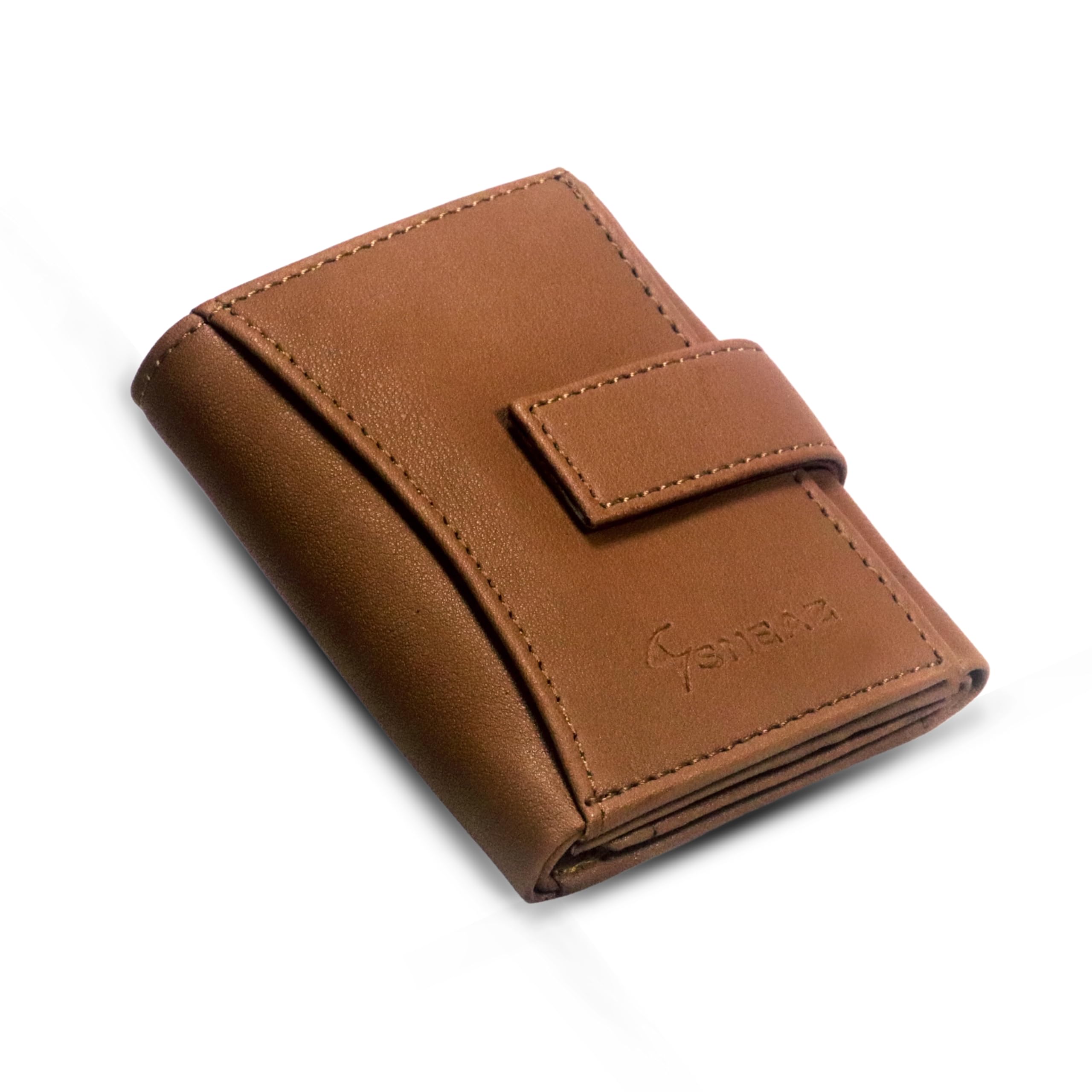RFID Protected Tri-Fold Vegan Leather Tan Wallet for Men I 8 Card Slots I 2 Currency & 2 Secret Compartments I 1 Coin Zipper (SNZ-M12)-image-0