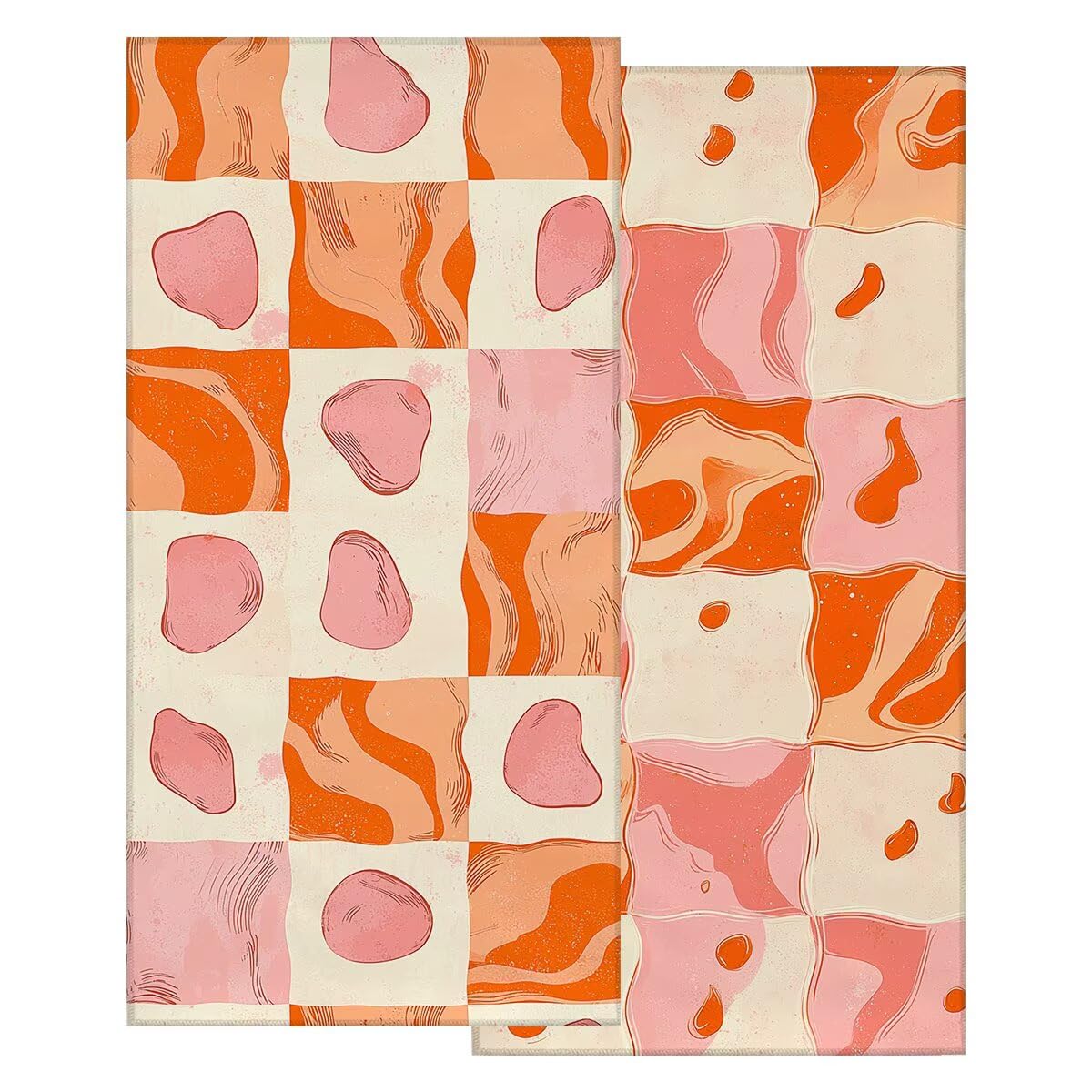 Serviette de Plage XXL 90x200 cm, Lot de 2 Serviette de Bain Microfibre, Anti Sable Serviettes Plage, Séchage Rapide Drap de Bain pour Homme Femme, Portable Serviettes pour Natation (Treillis) -3929