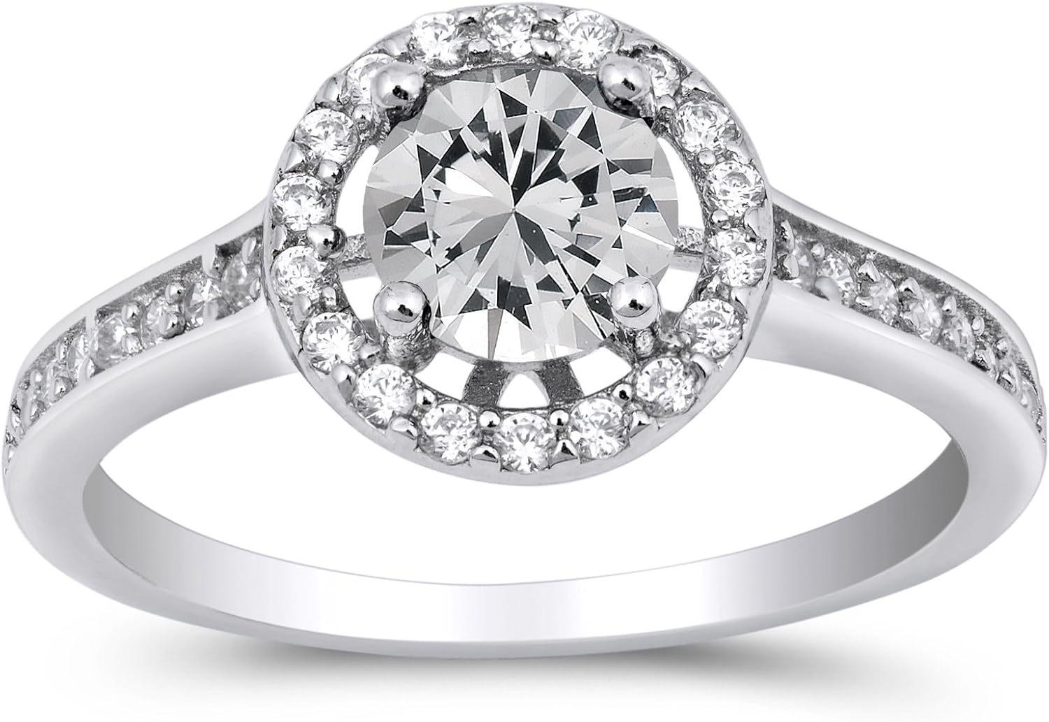 CHOOSE YOUR COLOR Sterling Silver Round Halo Wedding Ring