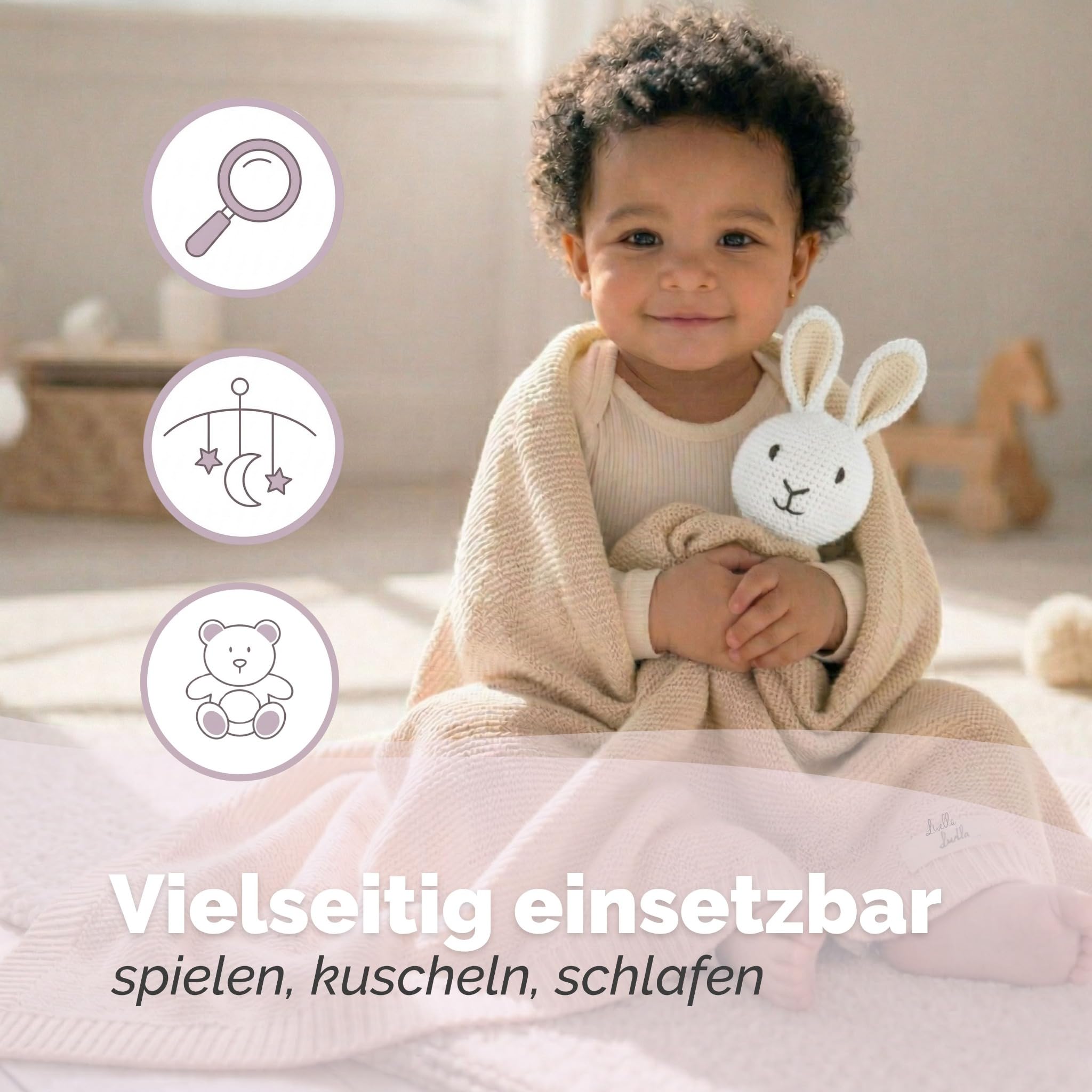 Livella 2-in-1 Babydecke & Kuscheltuch Hase – 75x100 cm, 100% Bio-Baumwolle