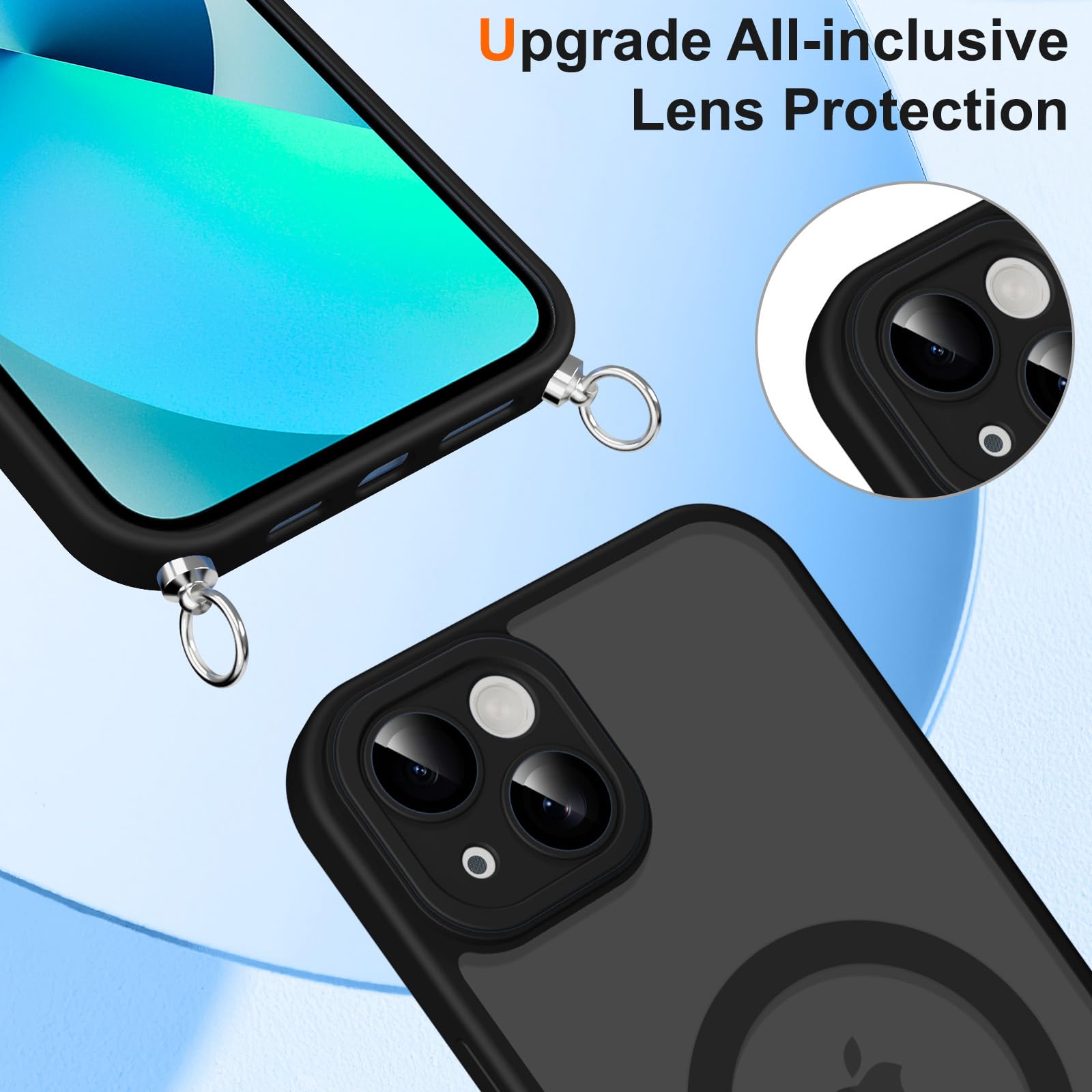 Coque Iphone 16 Avec Cordon Coque IPhone 12/12 Pro Avec Cordon - Compatible MagSafe - Protection Anti-Choc - Lanyard Réglable - Vert Foncé Coque Iphone 13 Avec Cordon