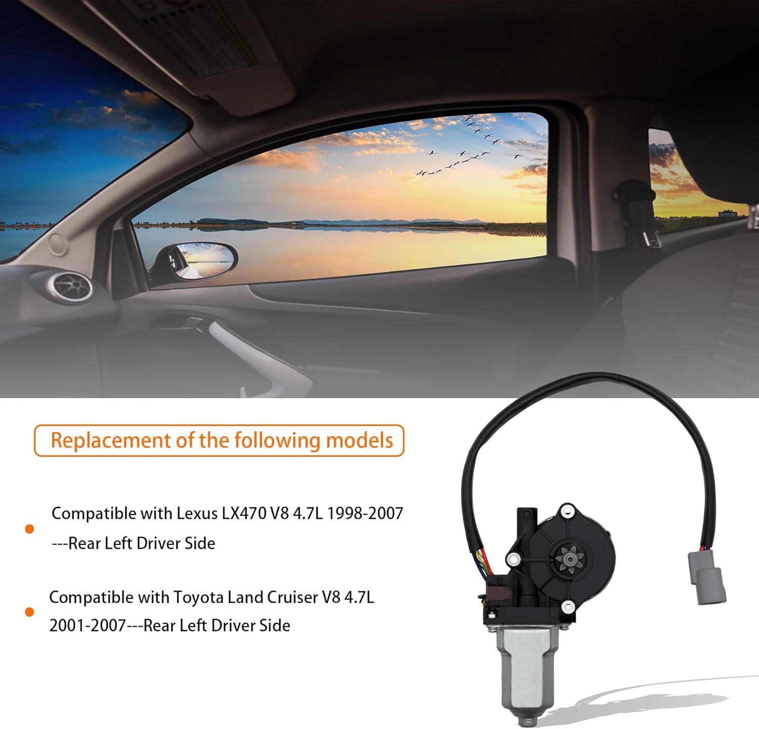 5 pins Rear Left Driver Side Power Window Motor Compatible with Lexus LX470 1998-2007/Toyota Land Cruiser 2001-2007,Replace for 8571060120 47-1172 82-1172