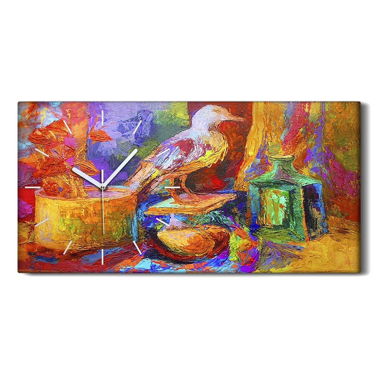 Horloge sur Toile 60x30cm Art Moderne Salon Image Décoration Mouette