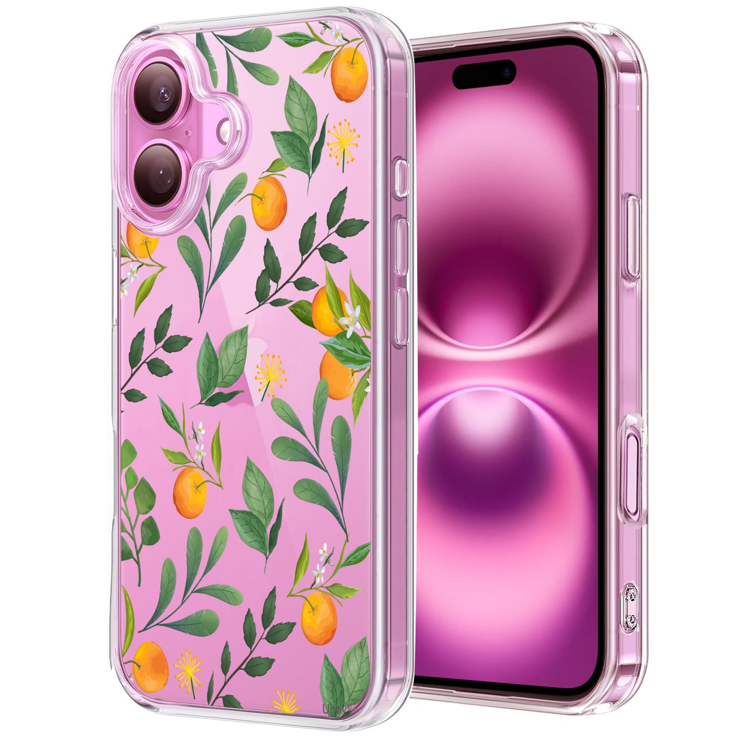 Unov Case Compatible with iPhone 16 Plus Clear with Design Embossed Pattern Soft TPU Bumper Slim Protective (Cirtus Flavors)