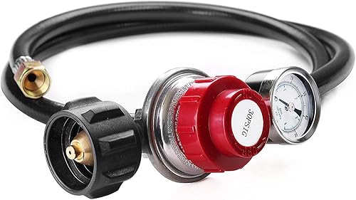 DOZYANT Regulador de propano de alta presión ajustable de 4 pies 0-30 PSI y manguera con manómetro, se adapta a quemador de parrilla, freidora de