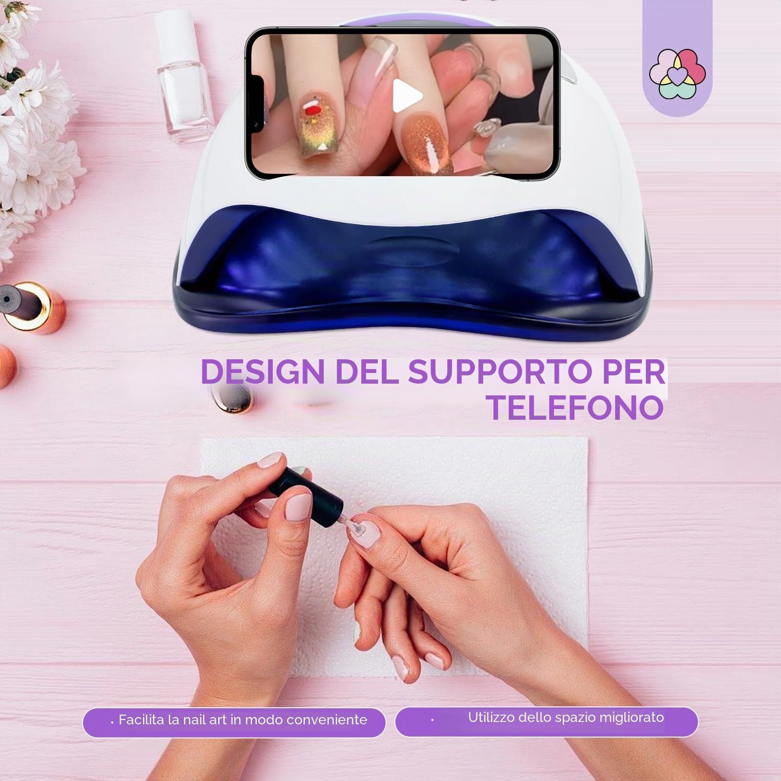 SAVILAND 300W Lampada U V LED Unghie Lampada Unghie Polimerizzazione Rapida con 72 Perle 4 Timer 10s/30s/60s/99s LCD Display Automatico Sensore Adatta Principianti per Nail Art Fai Da Te e Salon