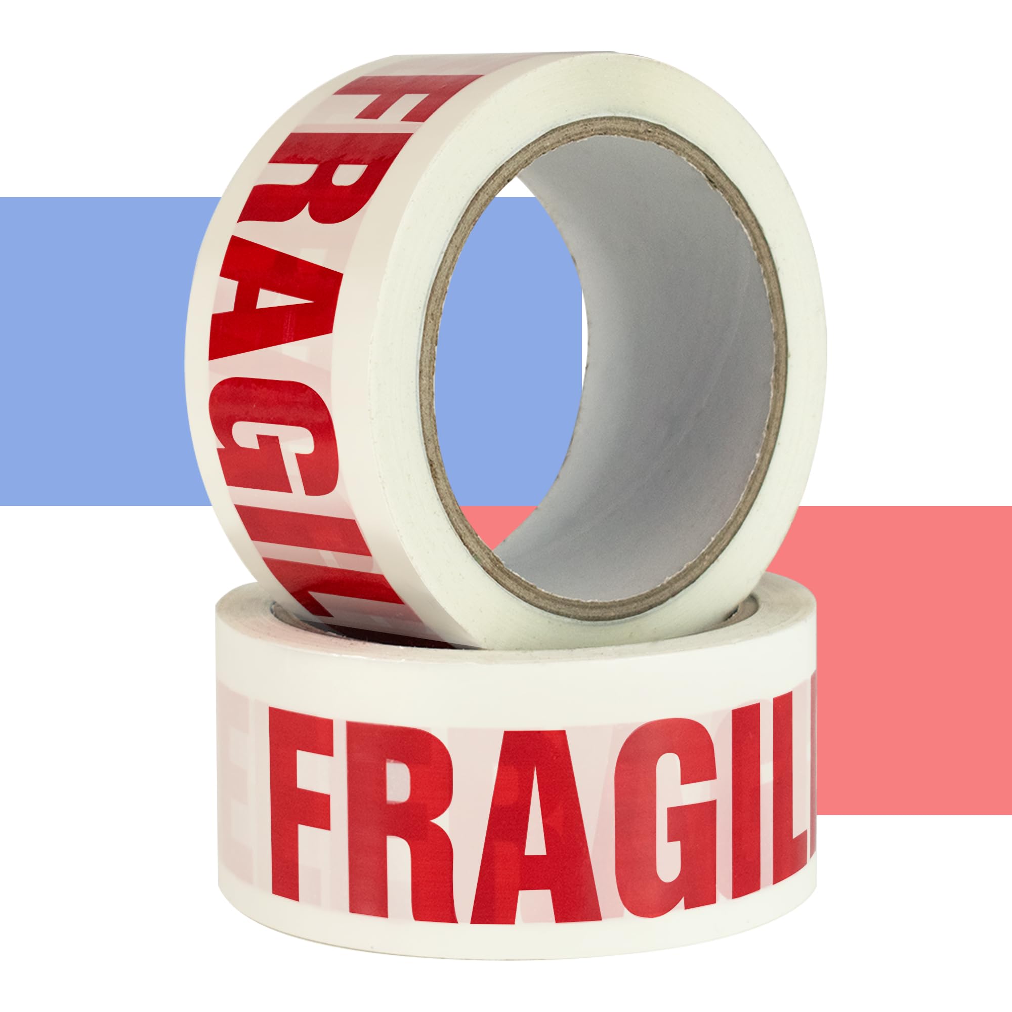 ProLoc Low Noise Packaging Tape (48mm x 66m) - Pick Colour & Qty - 2 inch Wide Strong Fragile Parcel Tape with Secure Seal & Silent Unwind for Packing Boxes & Moving House (Fragile, 2 Rolls)
