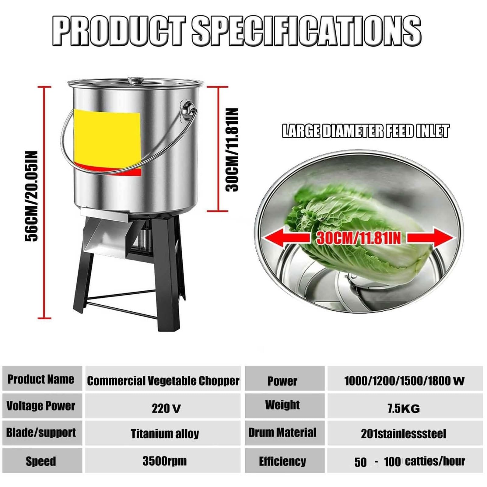 Tritatutto Foraggio Per Bestiame, Tritatuttos Elettrico Professionale Per Verdure Piccolo Tritatutto Domestico In Acciaio Inox Con 4 Lame Per La Lavorazione Di Mangimi Per Polli E Anatre(1800W)