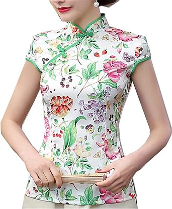Auspiciousi Blusas y Tops para Mujer Blusas Chinas Blusas Top Chinas con  Cheongsam de Seda : Amazon.es: Ropa