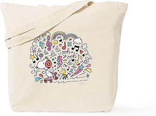 CafePress Snoopy Skating To Music Natural Canvas Tote Bag, Reusable Shopping Bag
